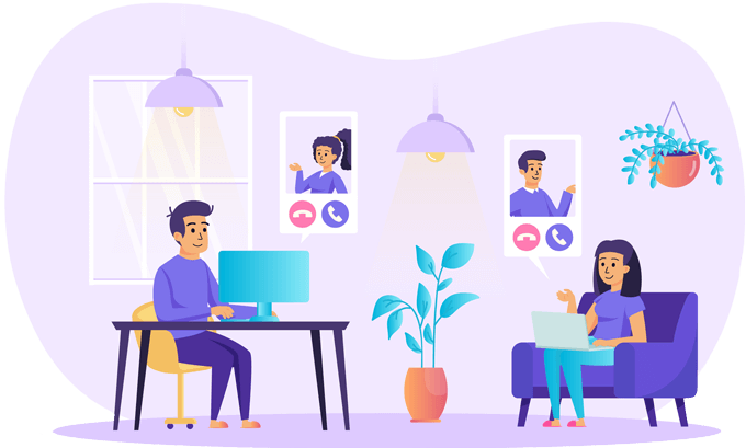 Office illustration showing teamwork with Arymedia as a website partner for small business support